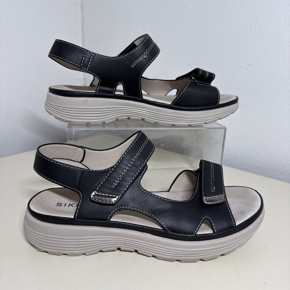 Siketu Black Sandals Size 38 US 7)Comfort Shoes Adjustable Straps EUC